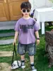 Traje de Verano de Manga Corta para Niños 2026 Estilo Nuevo Ropa Fresca y Guapa para Niños Conjunto de Dos Piezas de Pantalones Cortos Finos de Mezclilla de Verano