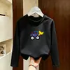 Camiseta Masculina de Algodão Puro com Manga Longa Estilo Coreano Verão Novo Estilo para Crianças de Meia-Idade e Mais Velhas Estampa de Desenho Animado Camada de Base da Moda t