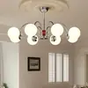 Lámpara de araña para sala de estar, lámpara minimalista de vidrio blanco lechoso estilo Bauhaus para pasillo, diseño nórdico, arte en hierro nuevo de 6 años