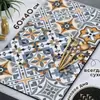 Tapete secante de tierra de diatomeas con diseño de azulejo floral vintage, posavasos de cocina, absorbente para encimera, antideslizante, resistente a la suciedad, resistente al desgaste, fácil de limpiar