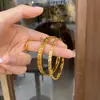 Pulsera de Hielo Triturado de Tres Caras para Mujer, Pulsera Anillo Sólido de Oro Simulado, Joyería de Oro Arena de Lujo Ligero de Nicho de Gama Alta