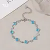 Pulsera nueva de zircón cuadrado, estilo palacio de lujo ligero, sensación de alta gama, joyería versátil de acero inoxidable colorida, estilo europeo y americano