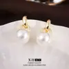 Pendientes de Perla con Cadena Geométrica Hueca de Aguja Plateada Estilo Coreano Elegantes de Moda Versátiles Pendientes de Diseño de Nicho Accesorios Simples para Orejas