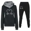 Comercio Exterior Transfronterizo Traje Nuevo Primavera, Otoño e Invierno Traje Deportivo Casual Sudadera con Estampado de Frecuencia Cardíaca para Mujer