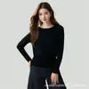 Suéter de punto con cuello de una línea y mangas acampanadas, jersey versátil de color liso, corte ajustado, nueva colección de punto para mujer