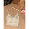 Top Sexy Estilo Pura Lujuria para Verano con Almohadillas para el Busto, Encaje de Una Pieza Espalda Hermosa, Ropa Interior y Ropa Exterior Chaleco Hueco de Tirantes para Chica Caliente