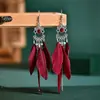 Brincos Longos de Pena Vintage, Brincos Bohemianos com Padrão Personalizado, Brincos para Viagem de Férias, Dropshipping