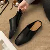 Mules de Suela Gruesa con Espalda Descubierta Estilo Simple 2026 Color Sólido Punta Cuadrada para Mujer Deslizables para Exteriores Tacón de Cuña