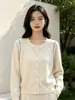 Chaqueta cárdigan de punto de tres hilos de terciopelo Andy engrosada que reduce la edad, con bloques de color, para mujer, nuevo suéter de otoño e invierno 2026