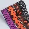 Cinta de Punto con Borde de Alambre de Murciélago y Calabaza de Halloween Material de Cinta Decorativa para Caja de Dulces para Pastel Bolsa de Juguete para Niños