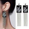 Pendientes Nacionales de Moda Estilo Chino Nuevo con Borla de Perlas en Forma de Abanico para Mujer Pendientes Retro Estilo Chino con Cierre de Seguridad Pendientes para Ropa Antigua Hanfu