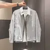 Nueva colección de otoño: Chaqueta casual de retazos a cuadros para hombre con cuello alto, una prenda exterior moderna y versátil, estilo coreano, de una marca de moda popular
