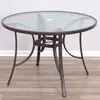 Mesa Pequena e Cadeiras para Varanda Conjunto de Chá Lazer Conjunto de Mesa e Cadeiras para Exterior Loja de Chá com Leite Mesa Externa de Vidro Temperado com Efeito Ondulado