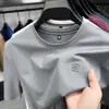 Camiseta de Manga Corta para Hombre de Color Sólido con Cuello Redondo, Nueva de Verano 2025, Corte Holgado, Camiseta de Media Manga para Hombre de Mediana Edad, Camiseta Básica, Top para Papá