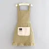 Delantal Impermeable Estilo Coreano para Cocina, Uso Doméstico, Delantal Estilo Princesa Francesa para Mujer con Texto Impreso, Adecuado para Catering y Uniformes de Trabajo