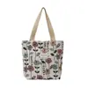 Bolsa de Lona Floral Jacquard Vintage Bolso Tote de Gran Capacidad Artístico Simple Estudiante Viaje Escolar Bolso de Hombro Único