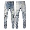 Comércio Exterior Calça Jeans Masculina Pregueada Rasgada Calça Jeans Masculina Slim Rasgada Elástica High Street para Homens