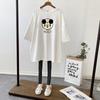 Blusa de verão para maternidade de algodão puro, comprimento médio, camiseta solta plus size, vestido camiseta para gestantes, primavera, saia de verão