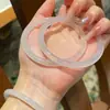 Pulsera de cascabeles de ágata calcedonia natural paso a paso anillo mitad montaña mitad agua tira redonda fina para mujer regalo para novia novias
