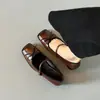 Sapatos Mary Jane artísticos retrô franceses para mulheres, bico quadrado, laço, fecho de fivela, sapatos de salto baixo de corte único, sapatos femininos versáteis para combinar com saias