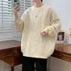 Venda quente transfronteiriça, direto da fábrica, novo suéter casual de gola redonda para outono e inverno, malha básica, suéter folgado plus size