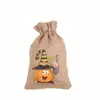 Bolsas de arpillera con cordón de Halloween Transfronterizas Bolsas de Regalo para Fiestas de Comercio Exterior Bolsas para Dulces de Halloween Bolsas de Almacenamiento para Fiestas