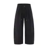 Pantalones casuales de algodón 100% con textura de hilo irregular para hombre Muqiu, pantalones largos anchos relajados y holgados para hombre