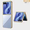 Adequado para Capa de Celular Samsung Zflip8, Transparente Galvanizada Ultra-Fina Dobrável Galaxy Zflip7 Capa Protetora Anti-Queda