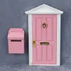 1:12 Muñeca Casa de Muñecas Muebles Miniatura DIY Micro Escena Modelo Puerta Rosa de Aguja Buzón Colorido
