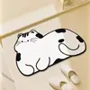 Alfombrilla de Piso Estilo Barro Diatómico, Alfombrilla de Piso con Forma Especial de Gato de Dibujos Animados, Felpudo de Entrada, Alfombrilla para Pies de Baño, Alfombrilla de Piso para Inodoro