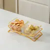 Plato de Fruta con División de Vidrio Plato de Bocadillos Comercial Plato de Snacks Plato de Rejilla para Bar Baño de Pies Club Ktv con Tapa