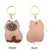 Portatarjeta de Acceso Temático de Gato, Alto Valor Estético, Lindo Diseño de Gato Calico Naranja, Llavero de Cuero, Compatible con Rastreador, Regalo Creativo