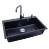 [Entrega en una sola pieza] Fregadero de cocina de piedra británico granito negro perla de un solo seno lavabo para verduras engrosado SYS7951