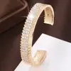 Pulseras de Nuevo Estilo Europeas y Americanas, Sencillas y Elegantes, Completamente Incrustadas con Circonia, Pulsera Abierta, Joyería de Lujo de Alta Gama