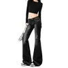 Jeans negros acampanados de estilo retro americano para mujer, colección primavera/otoño 2026, de tiro bajo, corte ajustado y favorecedores pantalones acampanados