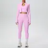 Novo Estilo Gola Halter Costas Bonitas Zíper Externo Jaqueta Roupa de Yoga Cintura Alta Levanta Bumbum Apertada Esportiva Corrida Fitness Conjunto de Três Peças