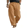 Pantalones de lino para hombre personalizados con etiquetado OEM y diseño gratuito, pantalones deportivos estilo americano para todas las estaciones, hechos a medida según sus dibujos y muestras