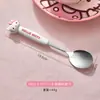 Set de cubiertos de acero inoxidable Sanrio para niños, tenedor y cuchara lindos, Set de cubiertos portátil de silicona