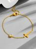 Pulsera Nicho Exquisita de Circonio Estilo Frío Ins Japonés-Coreano Transfronterizo de Amazon para Mujer Pulsera Simple de Cruz de Pedrería
