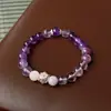 Pulsera de Cuentas de Fluorita Cristalina y Circonita Moda Lujo Ligero Pulsera de Gama Alta Temperamento de Nicho Joyería Versátil Venta al por Mayor