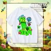 Camiseta Infantil de Manga Curta Creeper Minecraft Meninos e Meninas Roupa de Verão Algodão Puro Fresca Desenho Animado Versátil Blusa de Meia Manga