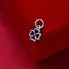 Accesorios de plata pura S925: pez pequeño, trébol de cuatro hojas hueco, flor pequeña, colgante de cepillo, pulsera, collar, accesorios hechos a mano DIY