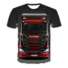 Exportação Transfronteiriça Venda Quente Verão Novo Caminhão Pesado Masculino Esportivo Manga Curta Impressão 3D Pulôver Casual Moda Camiseta