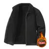 Jaqueta casual masculina para outono/inverno 2026, mistura de lã de cordeiro e algodão puro, acabamento lavado, design moderno com gola bomber, corte solto, versátil