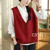 Colete de Tricô com Decote V para Primavera e Outono para Mulheres, Novo Cardigã Sem Mangas de Outono, Colete Suéter Versátil Solto para Looks de Trabalho