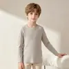 Conjunto de ropa interior térmica para niños, capa base sin costuras forrada de forro polar de grado A para niñas, ropa de otoño antibacteriana 7A para niños (arriba y abajo)