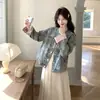 Outono 2026 Novo Estiloso Casual Temperamento Redutor de Idade Simples Novo Estilo Chinês Estilo Nacional Bordado Miçangas Jaqueta Jeans