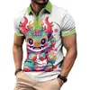 Comercio exterior transfronterizo europeo y americano patrón digital 3D para hombre solapa botón manga larga moda masculina polo estación independiente