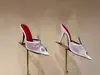 Desfile de Moda Primavera 2026 Estilo Nuevo Sandalias de Media Punta de Tacón Alto con Pedrería en Forma de Serpiente de Punta Abierta para Uso en Exteriores, Sandalias Elegantes de Malla con Punta Puntiaguda Negras