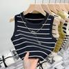 Chaleco francés para mujer, prenda interior y exterior, estilo 2024, nuevo estilo, con tirantes, de punto a rayas, sin mangas, para chica atractiva, de moda de verano.